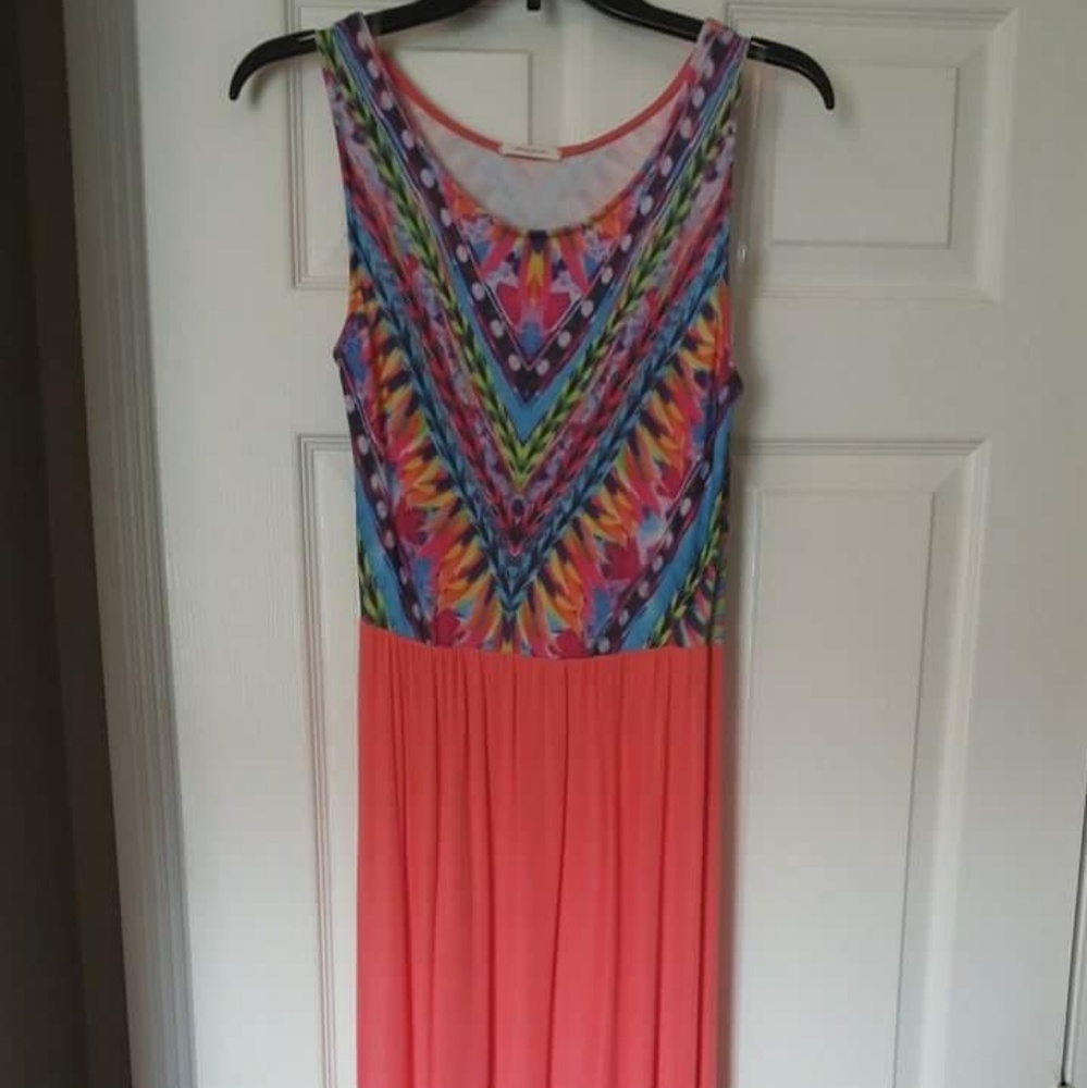 Feather design with solid bottom boho maxi